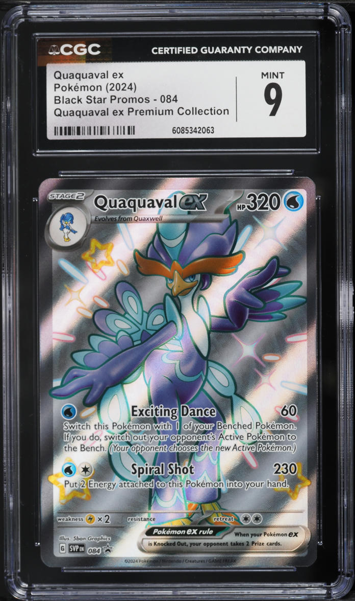 2024 Pokemon Scarlet & Violet Promo Premium Full Art Shiny Quaquaval ex #84 CGC 9 MINT