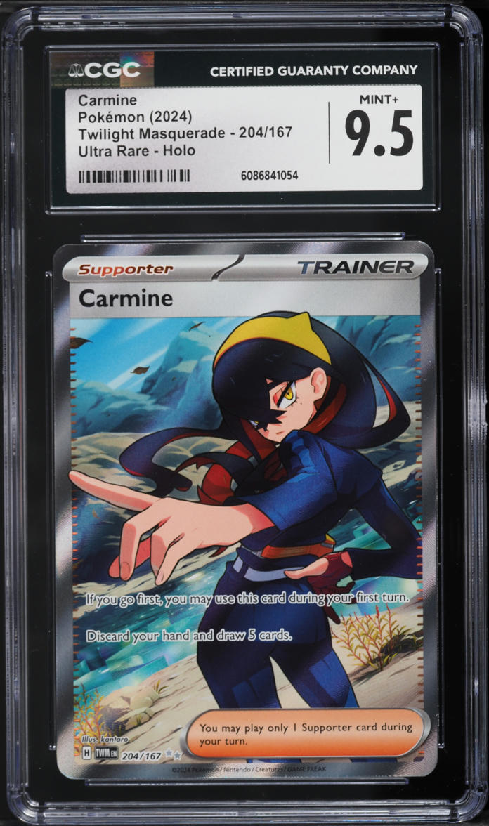 2024 Pokemon Scarlet & Violet Twilight Masquerade Full Art Carmine #204 CGC 9.5 MINT+