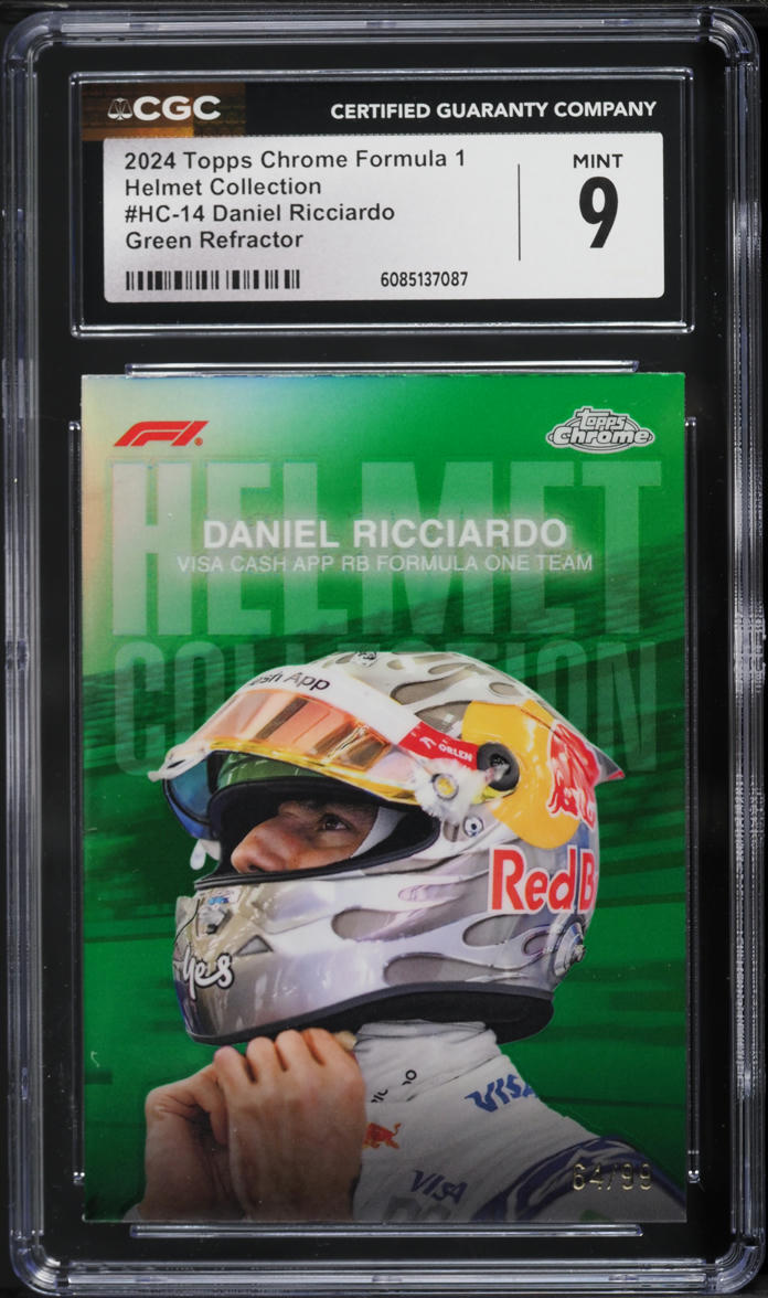 2024 Topps Chrome Formula 1 Helmet Collection Green Refractor Daniel Ricciardo #HC-14 CGC 9 MINT
