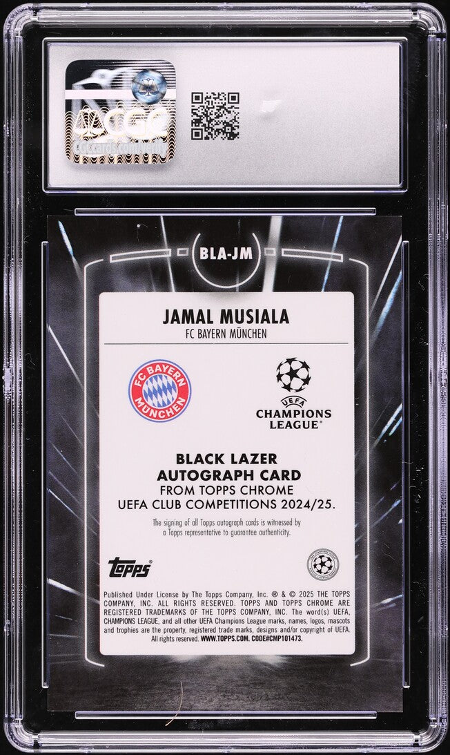 2024 Topps Chrome UEFA CC Black Lazer Orange Jamal Musiala AUTO /25 CGC 10 GEM