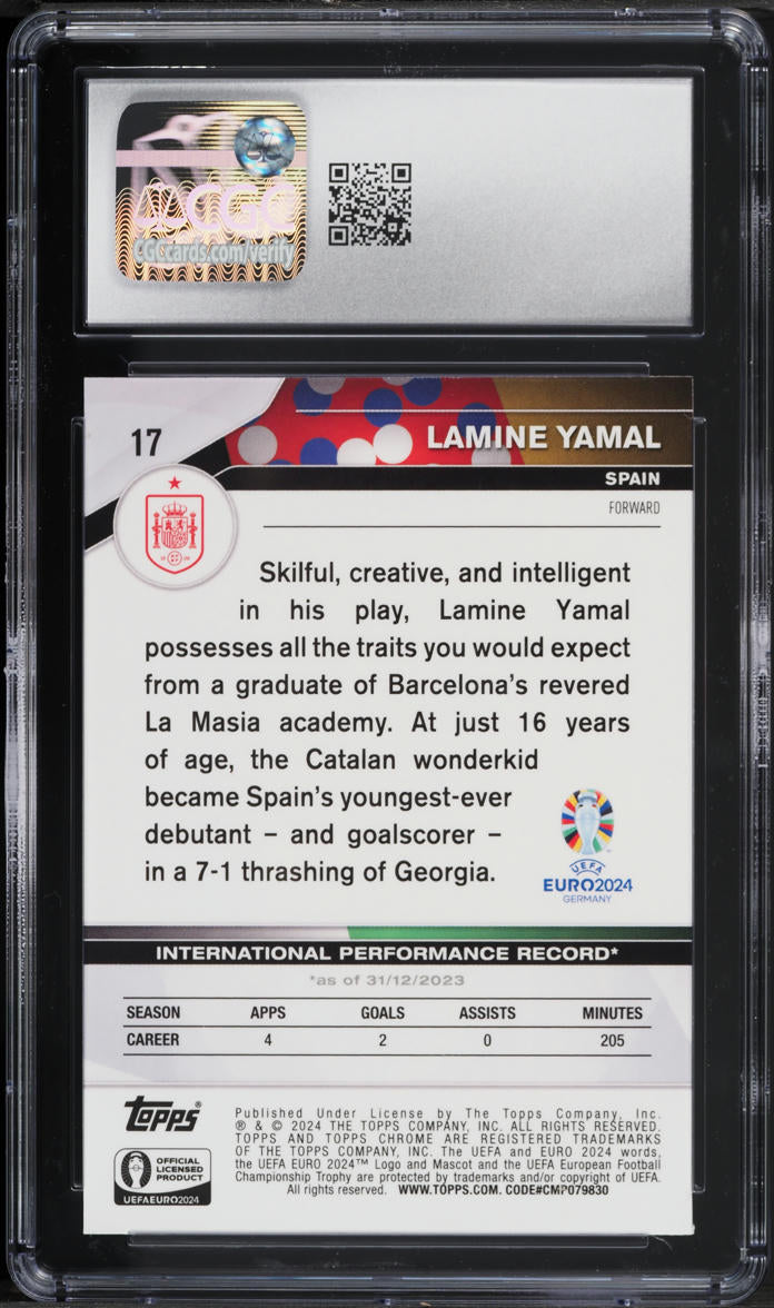 2024 Topps Chrome UEFA Euro Lamine Yamal #17 CGC 9.5 MINT+