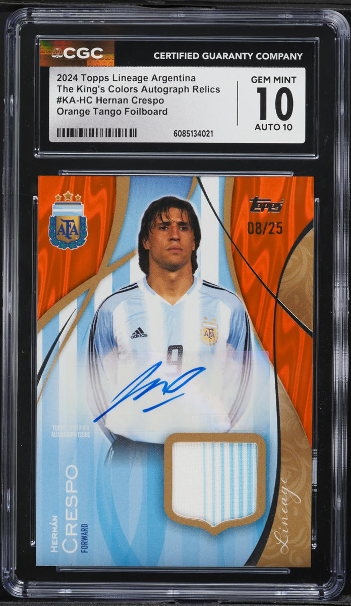 2024 Topps Lineage Argentina The King's Orange Tango Foil Hernan Crespo PATCH AUTO /25 CGC 10