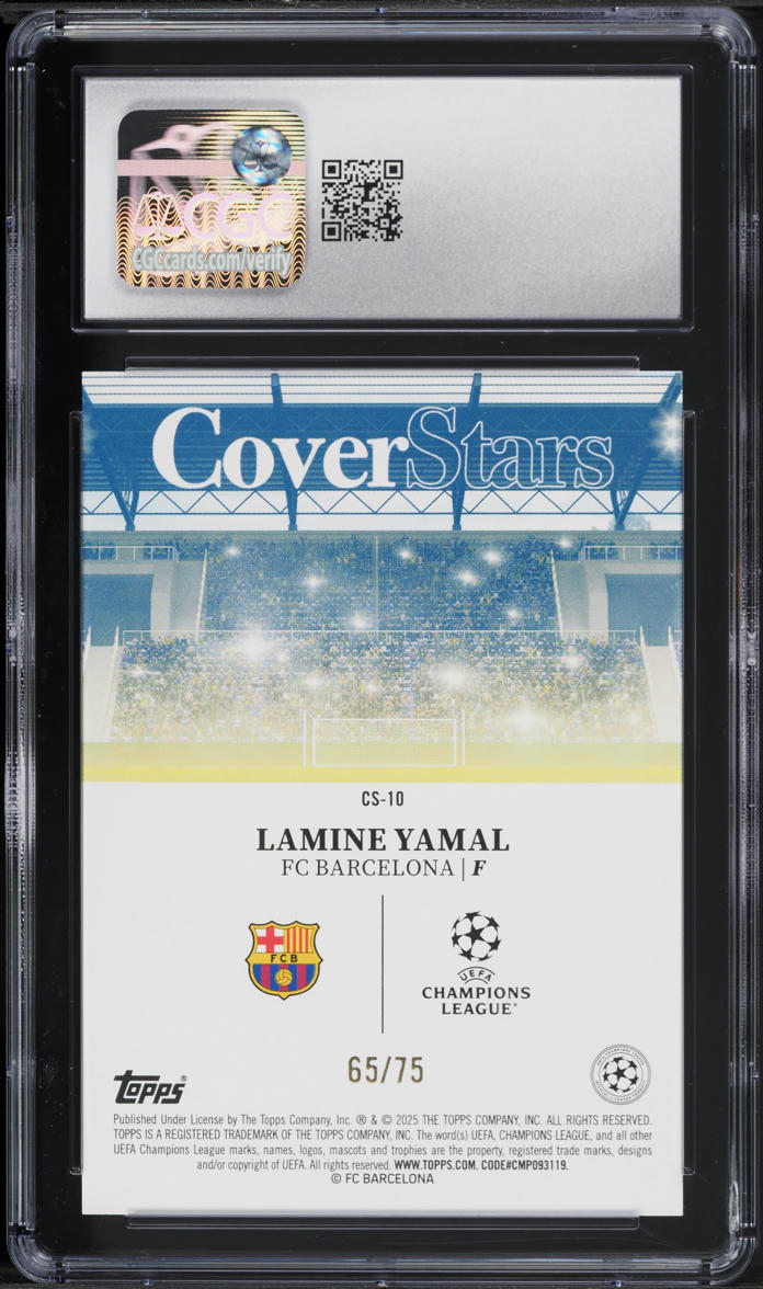 2024 Topps UEFA CC Cover Stars Icy Blue Lamine Yamal /75 #CS-10 CGC 10 GEM MINT