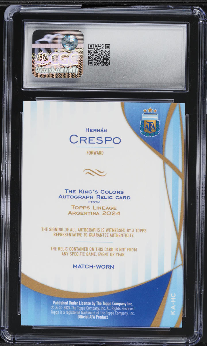 2024 Topps Lineage Argentina The King's Orange Tango Foil Hernan Crespo PATCH AUTO /25 CGC 10