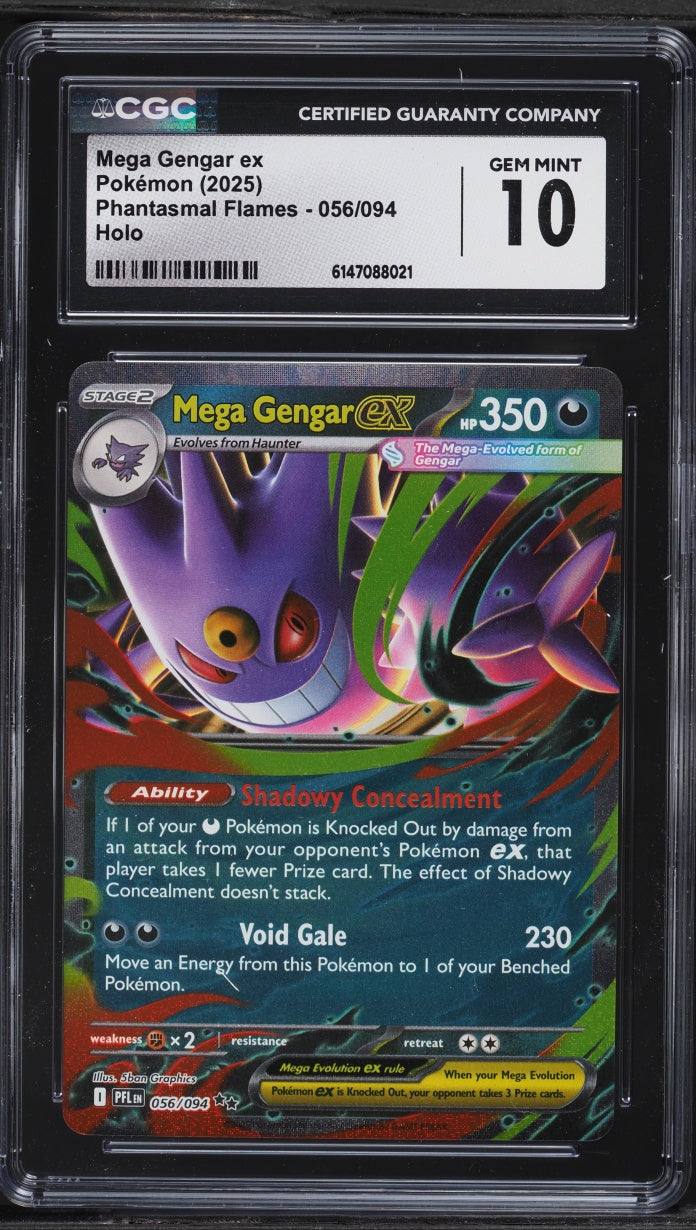 2025 Pokemon Mega Evolution Phantasmal Flames Holo Mega Gengar EX #56 CGC 10 GEM MINT