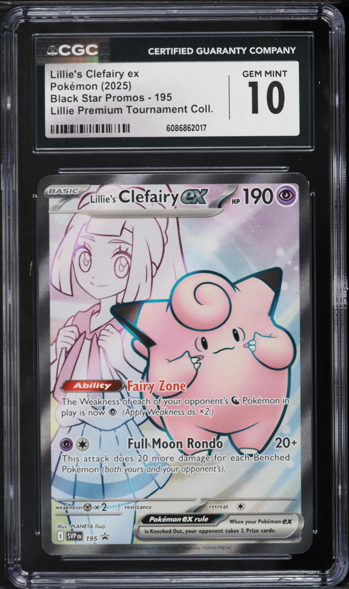 2025 Pokemon SV Black Star Promo Premium Full Art Lillie's Clefairy EX #195 CGC 10 GEM MINT