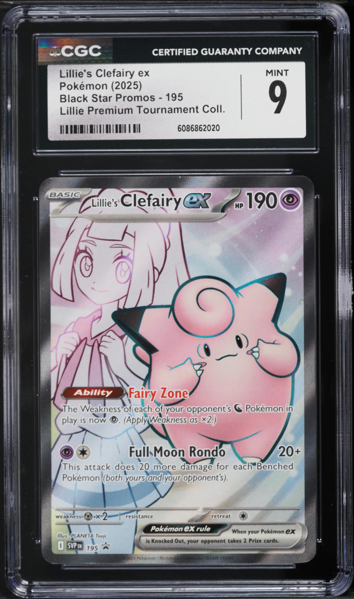 2025 Pokemon SV Black Star Promo Premium Full Art Lillie's Clefairy EX #195 CGC 9 MINT