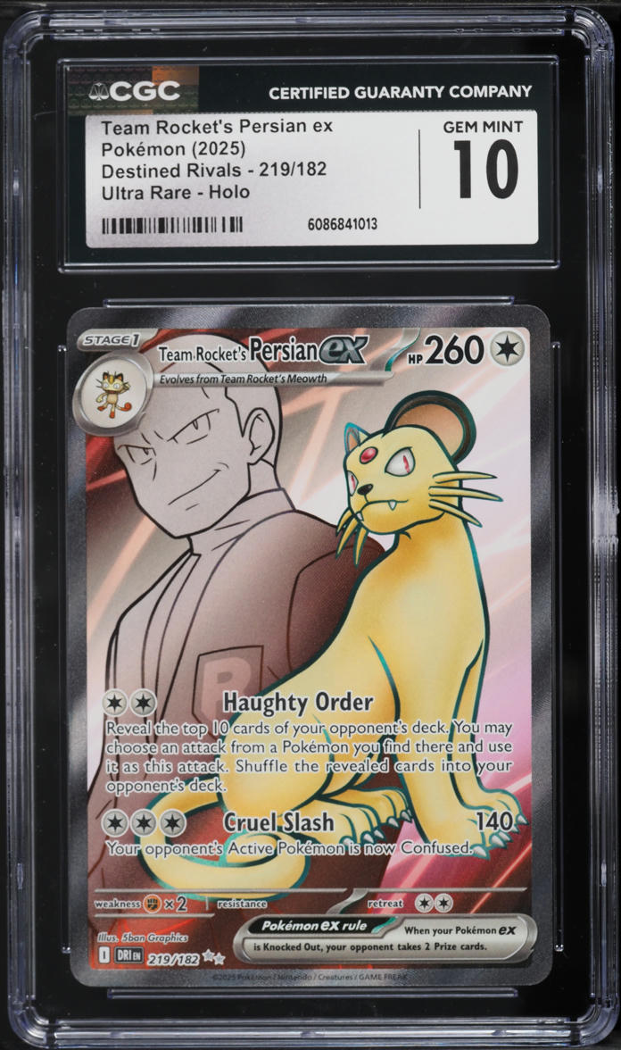 2025 Pokemon SV Destined Rivals Full Art Team Rocket's Persian Ex #219 CGC 10 GEM MINT