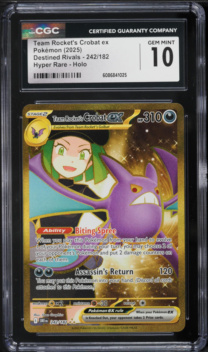 2025 Pokemon SV Destined Rivals Hyper Rare Team Rocket's Crobat ex #242 CGC 10 GEM MINT