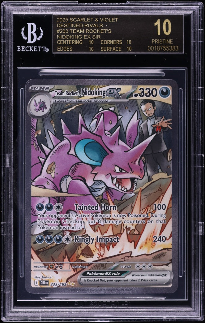 2025 Pokemon SV Destined Rivals Team Rocket's SIR Nidoking ex #233 BGS 10 PRISTINE