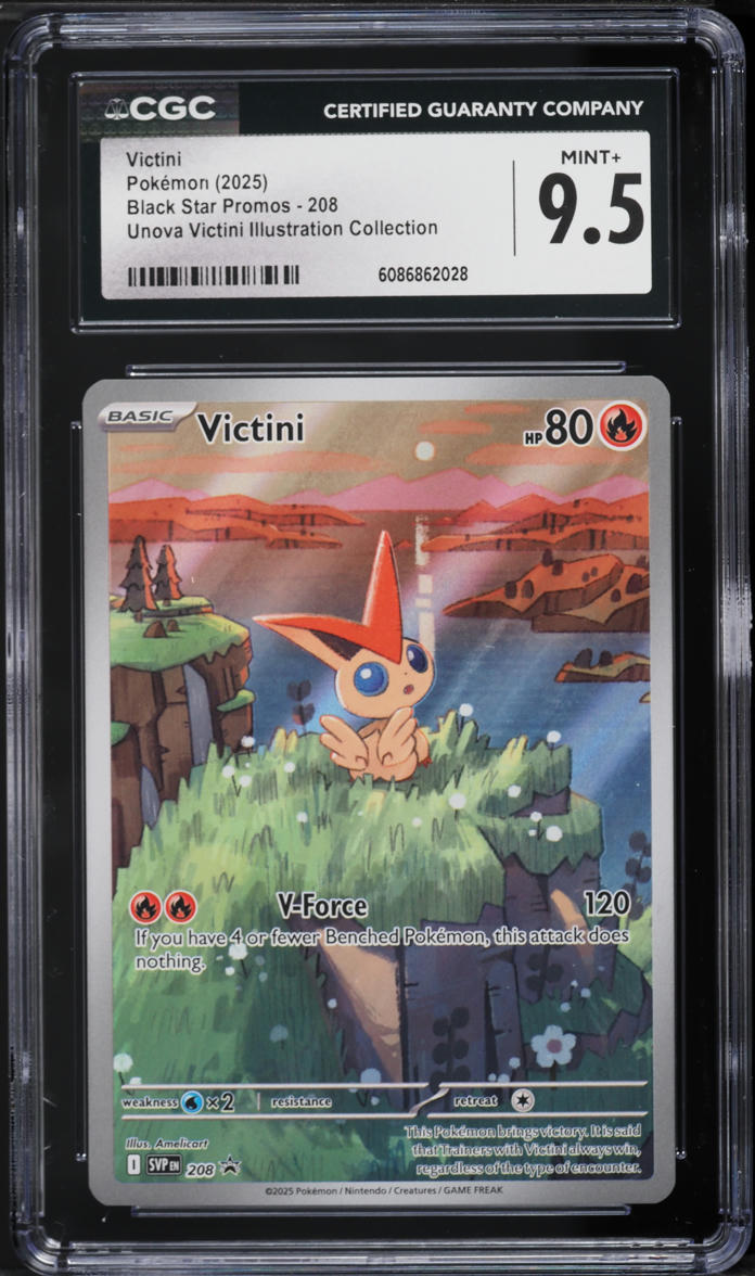 2025 Pokemon SV Promo Unova Illustration Collection Full Art Victini #208 CGC 9.5 MINT+