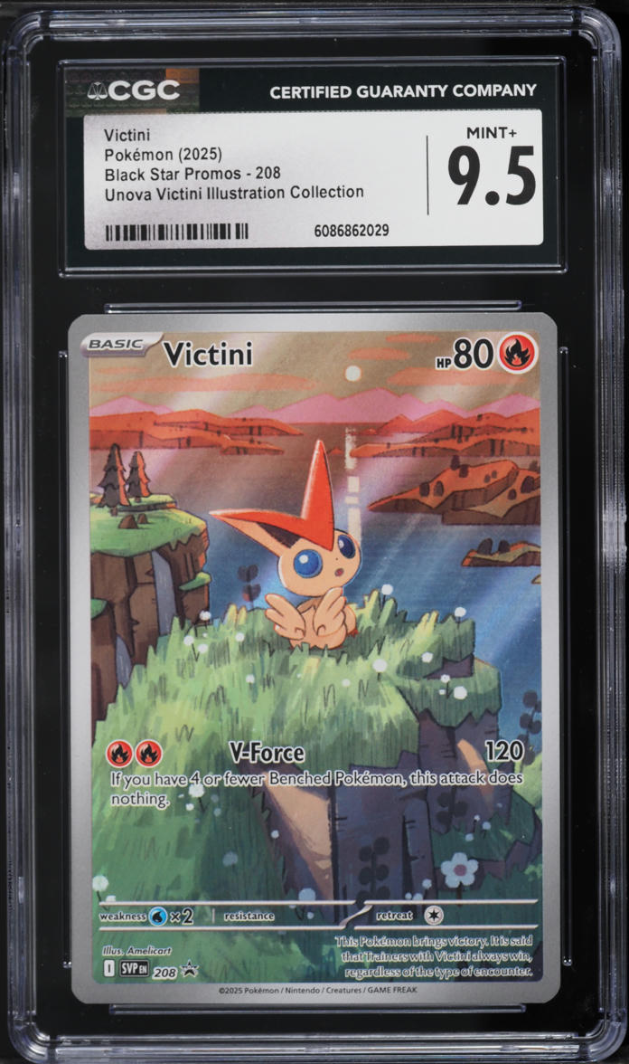 2025 Pokemon SV Promo Unova Illustration Collection Full Art Victini #208 CGC 9.5 MINT+