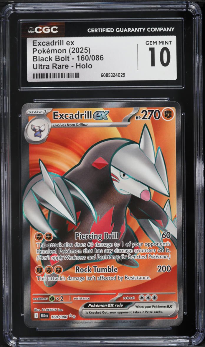 2025 Pokemon Scarlet & Violet Black Bolt Full Art Excadrill ex #160 CGC 10 GEM MINT