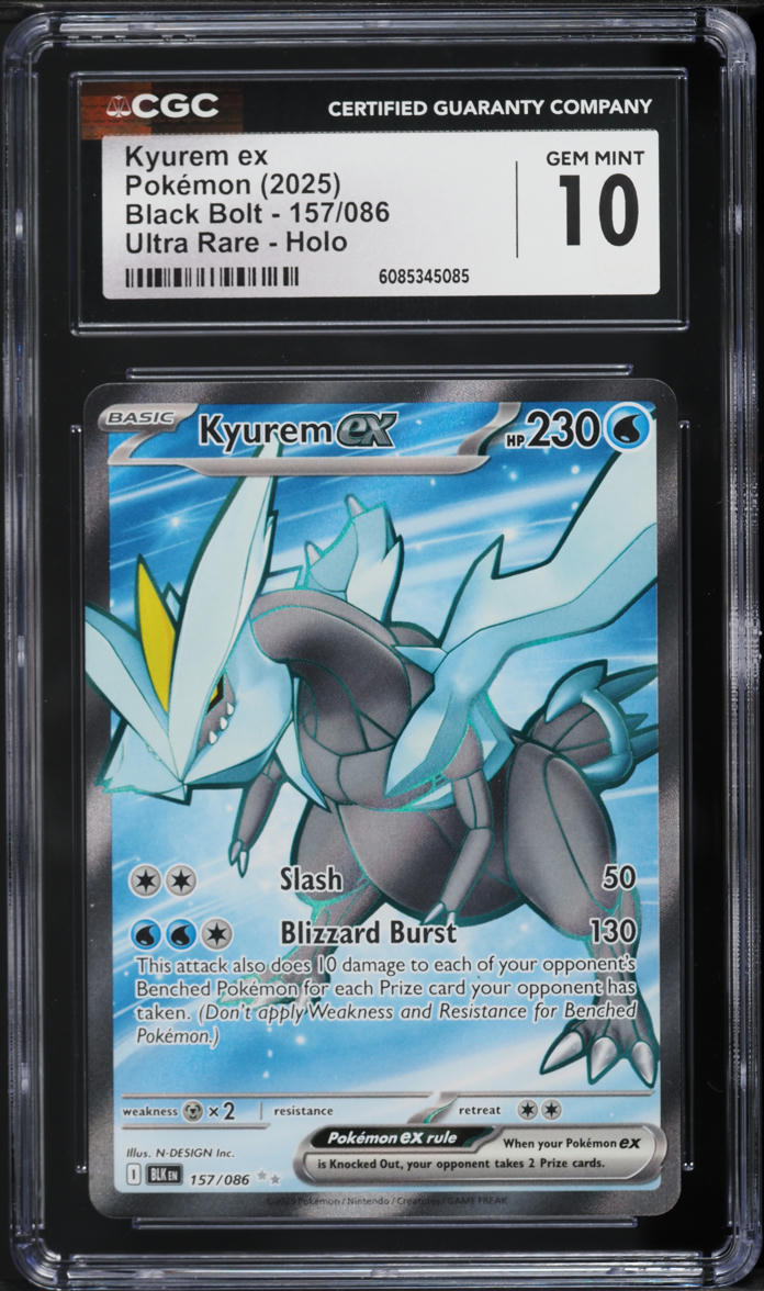 2025 Pokemon Scarlet & Violet Black Bolt Full Art Kyurem ex #157 CGC 10 GEM MINT