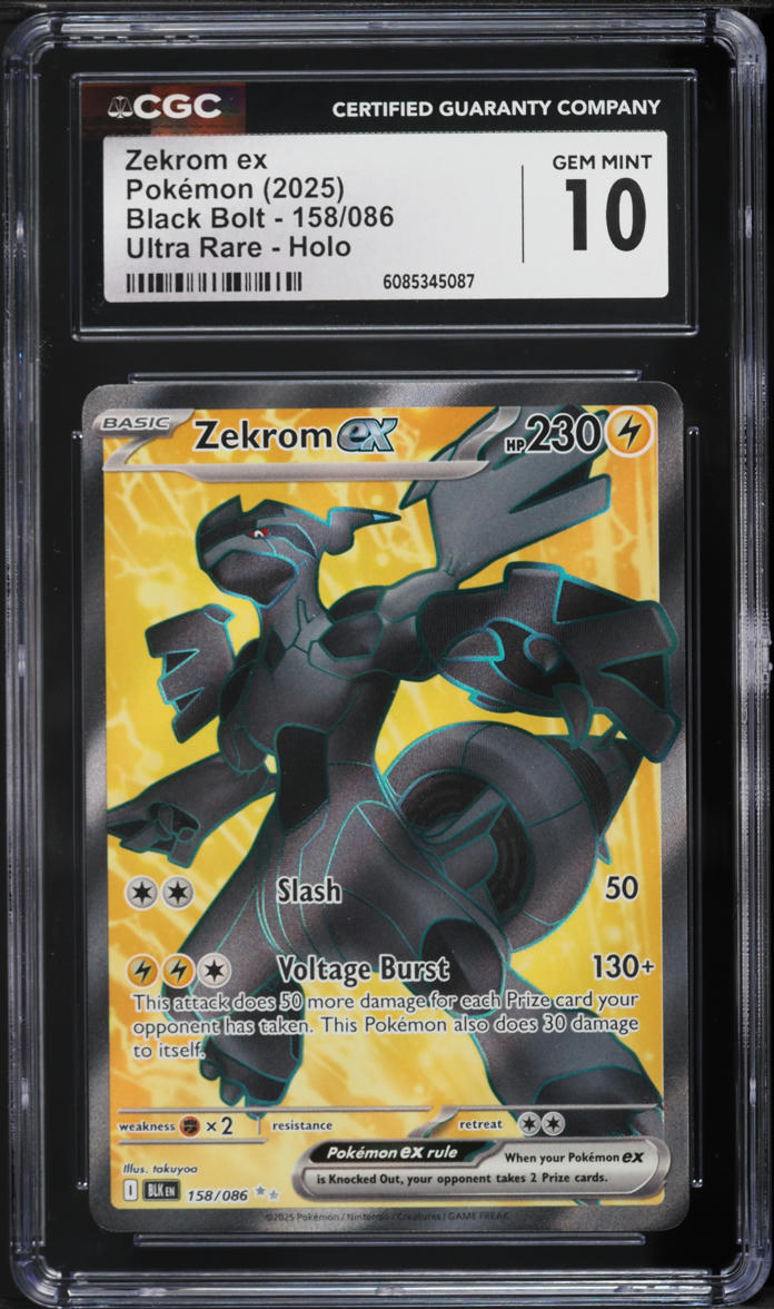 2025 Pokemon Scarlet & Violet Black Bolt Full Art Zekrom ex #158 CGC 10 GEM MINT