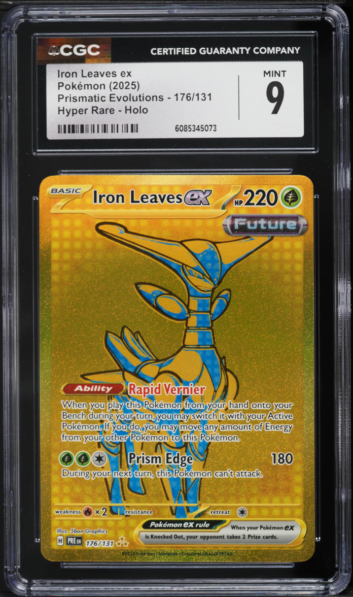 2025 Pokemon Scarlet & Violet Prismatic Evolutions Gold Rare Iron Leaves ex #176 CGC 9 MINT