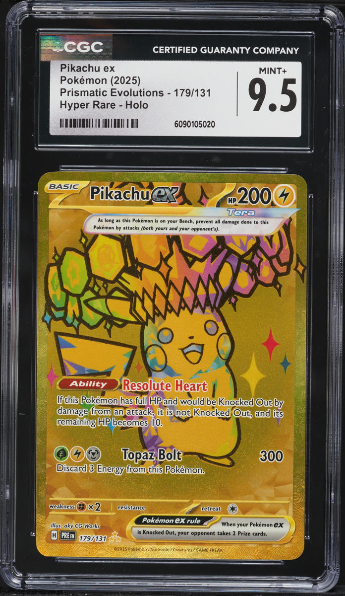 2025 Pokemon Scarlet & Violet Prismatic Evolutions Hyper Rare Pikachu ex #179 CGC 9.5 MINT+