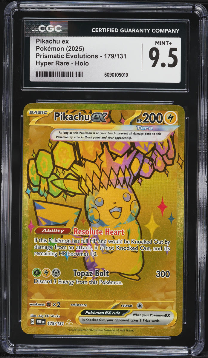 2025 Pokemon Scarlet & Violet Prismatic Evolutions Hyper Rare Pikachu ex #179 CGC 9.5 MINT+