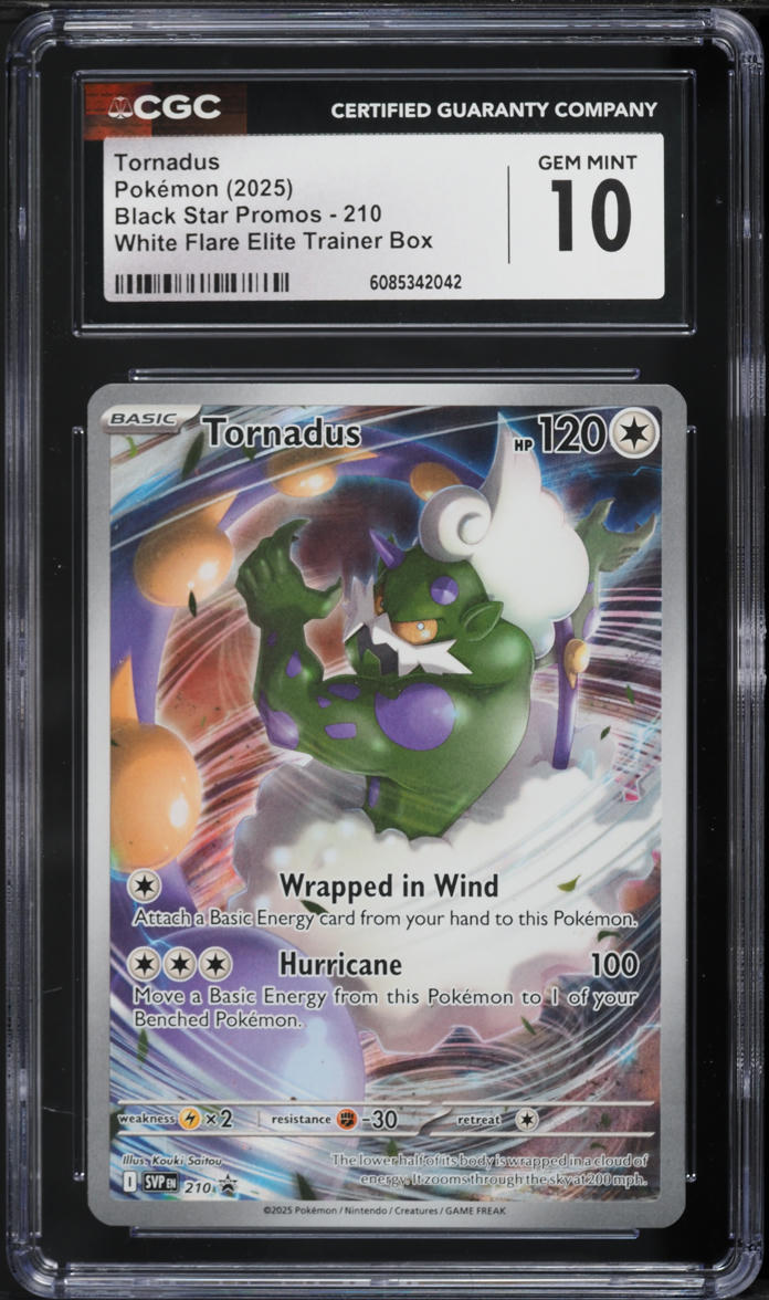 2025 Pokemon Scarlet & Violet Promo White Flare ETB Full Art Tornadus #210 CGC 10 GEM MINT