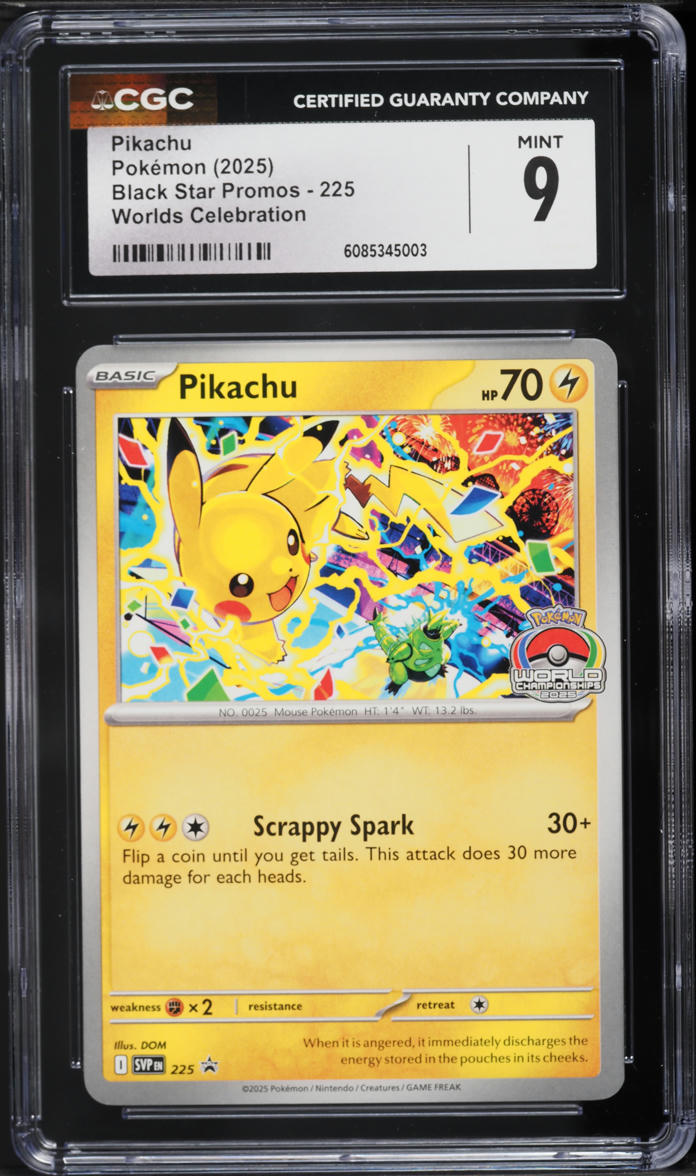 2025 Pokemon Scarlet & Violet Promo Worlds Celebration Pikachu #225 CGC 9 MINT