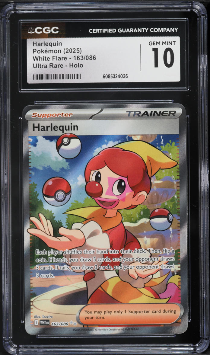 2025 Pokemon Scarlet & Violet White Flare Full Art Harlequin #163 CGC 10 GEM MINT