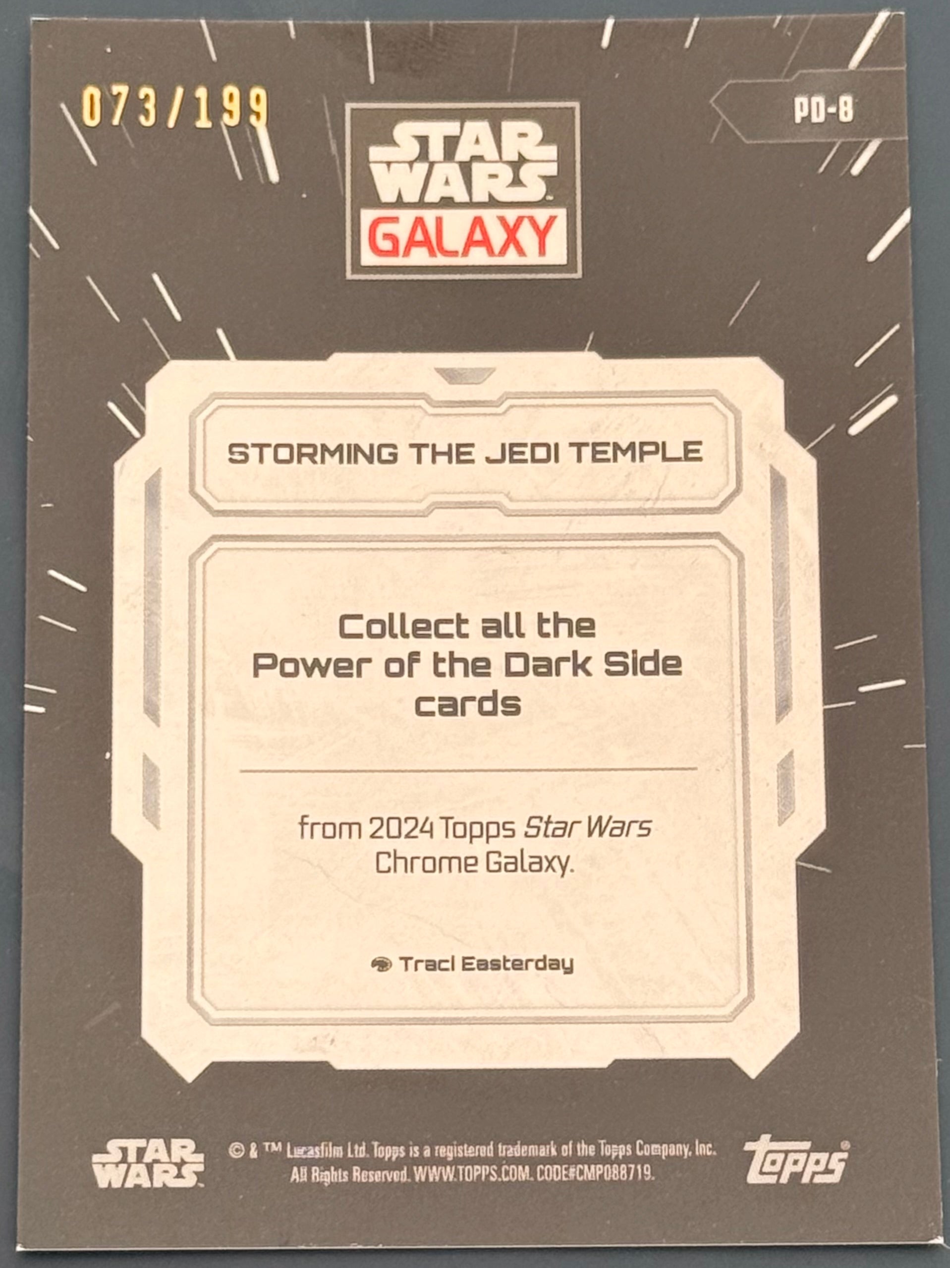 2024 Topps Chrome Star Wars Galaxy Storming The Jedi Temple Aqua Refractor 073/199