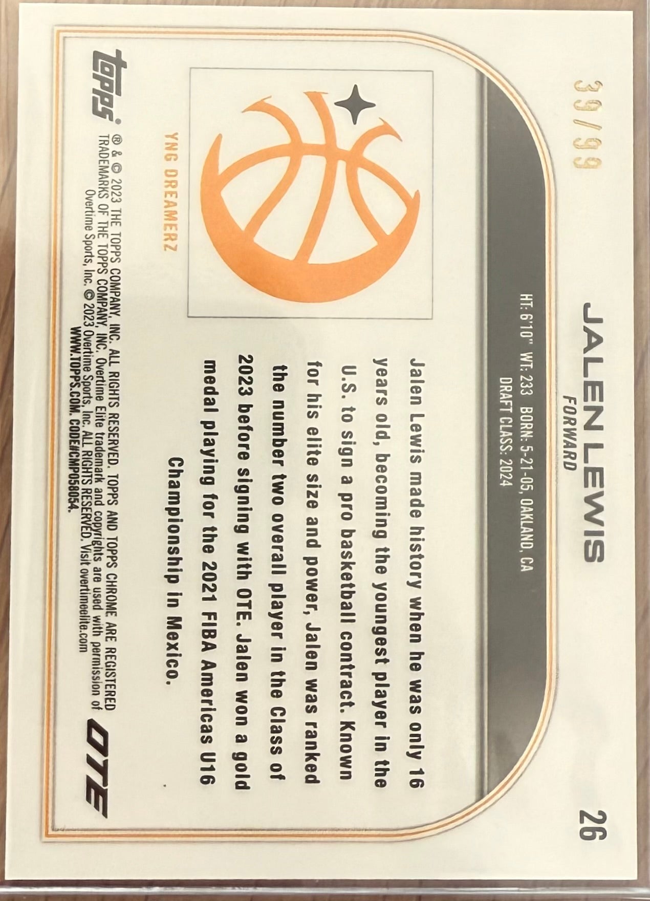 Jalen Lewis – Blue Refractor – #26 (39/99)