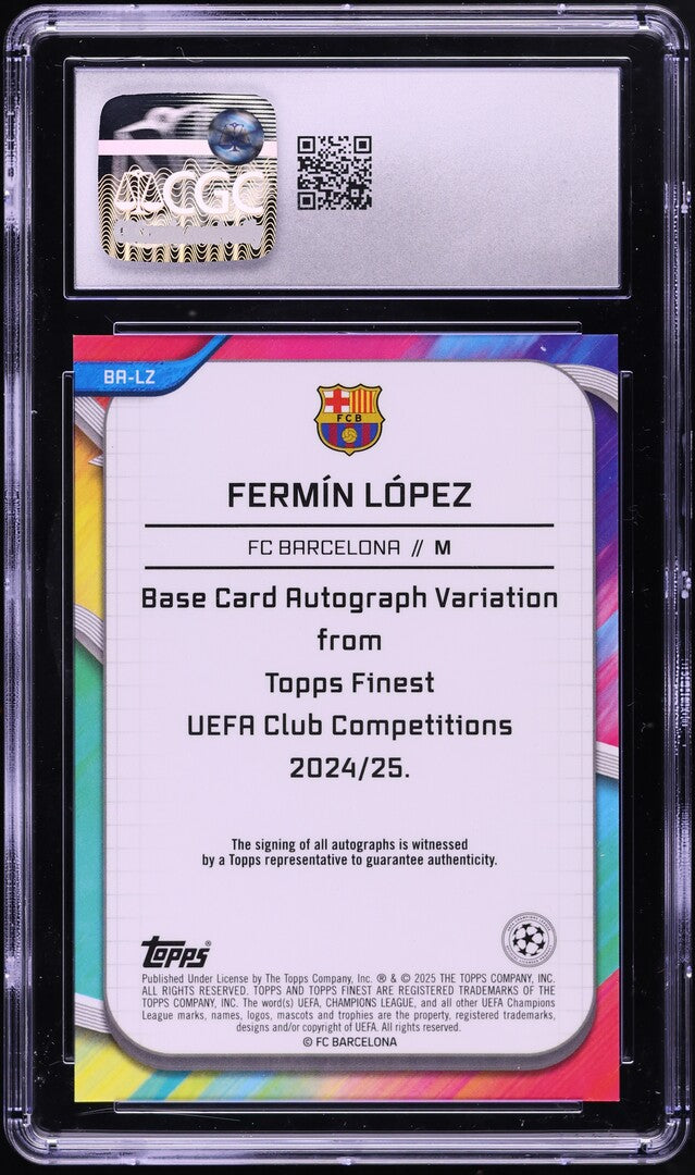 2024-25 Topps Finest UEFA CC AUTO Neon Green Refractor Fermin Lopez #BA-LZ CGC 8 /99