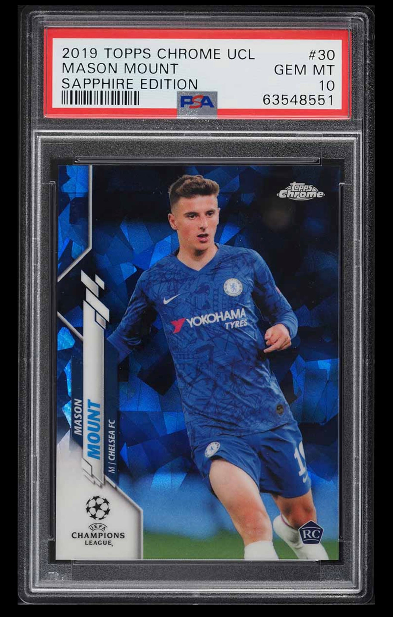 2019 Topps Chrome UEFA Sapphire Mason Mount ROOKIE #30 PSA 10 GEM MINT