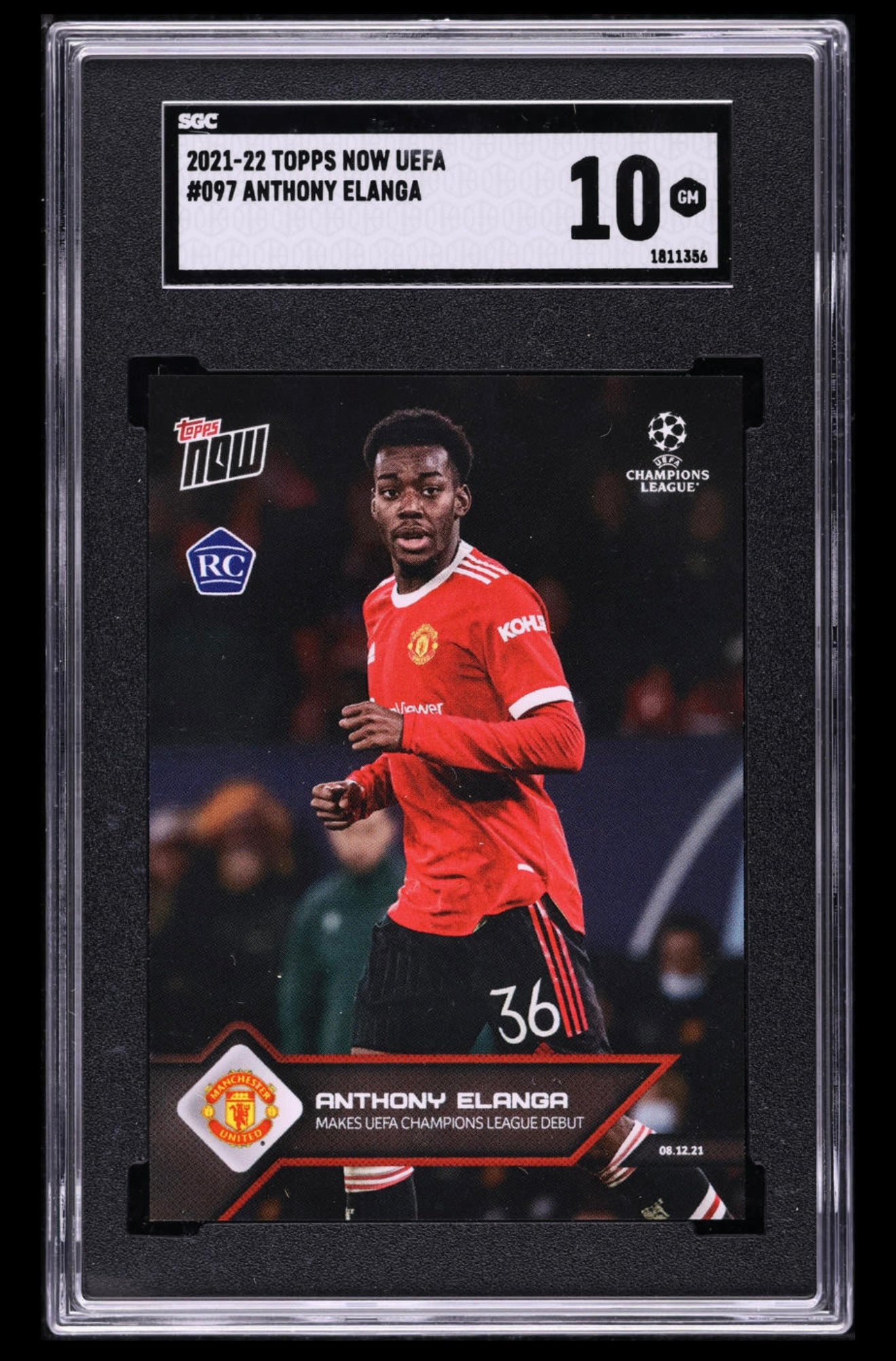 2021 Topps Now UEFA Champions League Anthony Elanga ROOKIE #97 SGC 10 GEM MINT