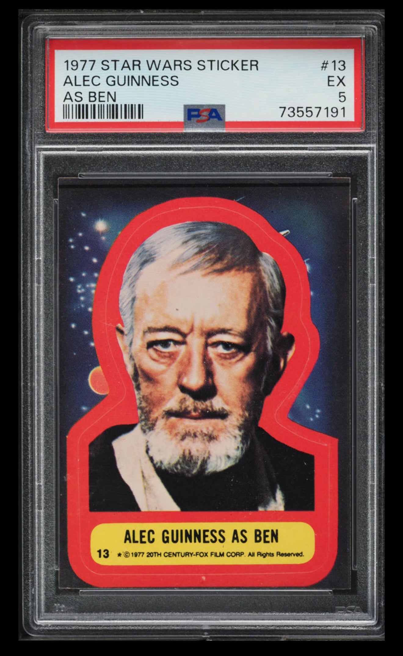 1977 Topps Star Wars Stickers Alec Guinness As Ben #13 PSA 5 EX