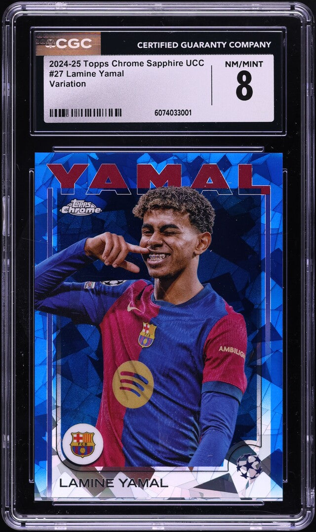 2024-25 Topps Chrome Sapphire UCC Variation Lamine Yamal #27 CGC 8 NM-MT