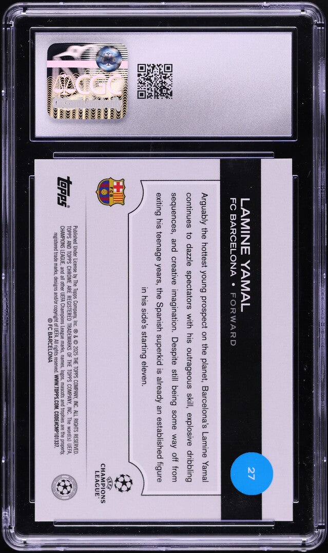2024-25 Topps Chrome Sapphire UCC Variation Lamine Yamal #27 CGC 8 NM-MT