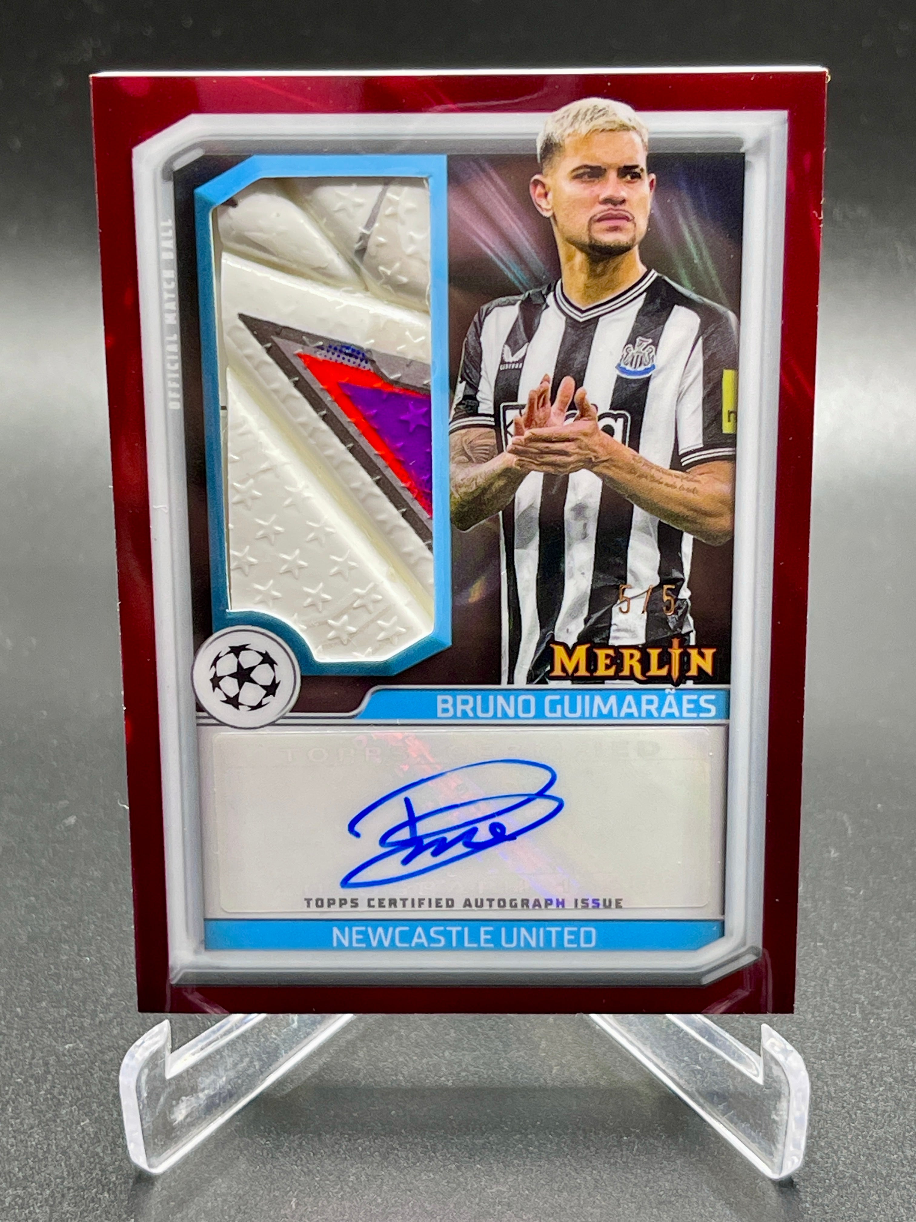 Bruno Guimares Match Ball Signature Auto /5 2023-24 Topps UCC Merlin