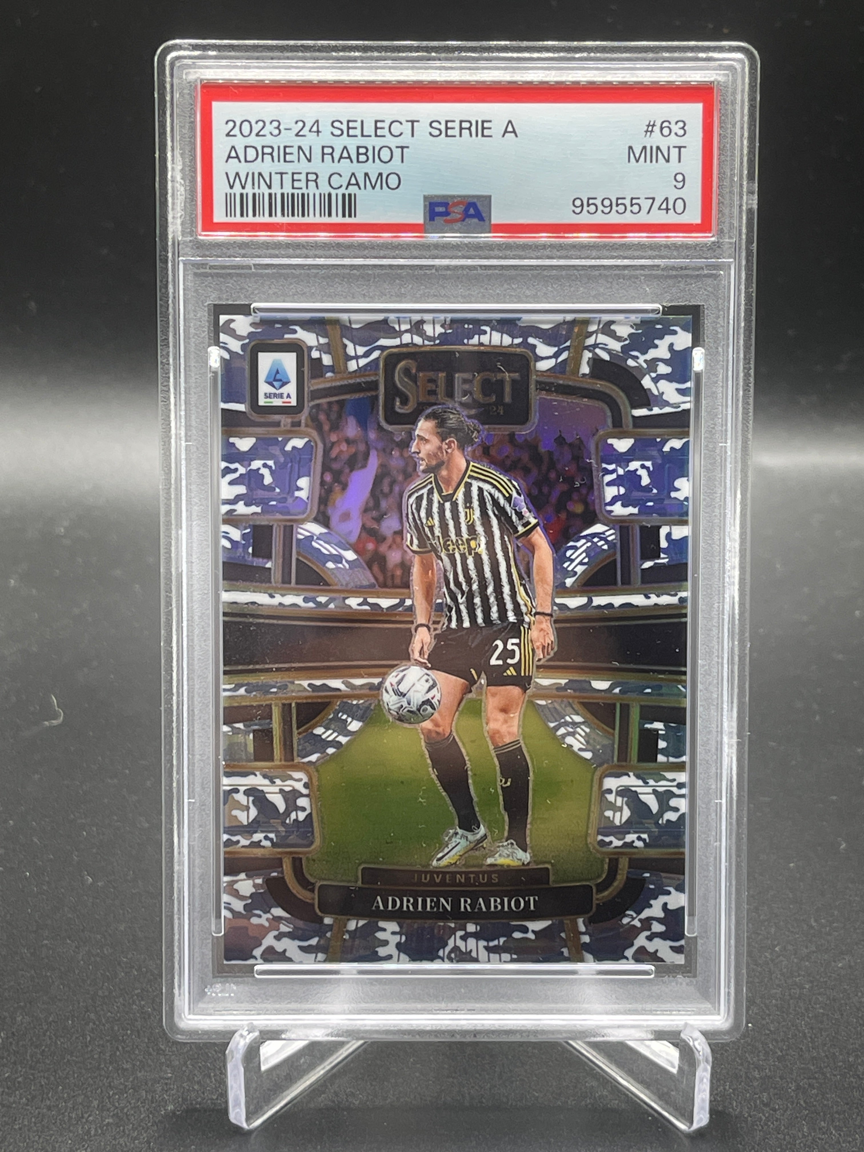 2023-24 Select Serie A Adrien Rabiot /30  #63 Winter Camo Mint PSA 9
