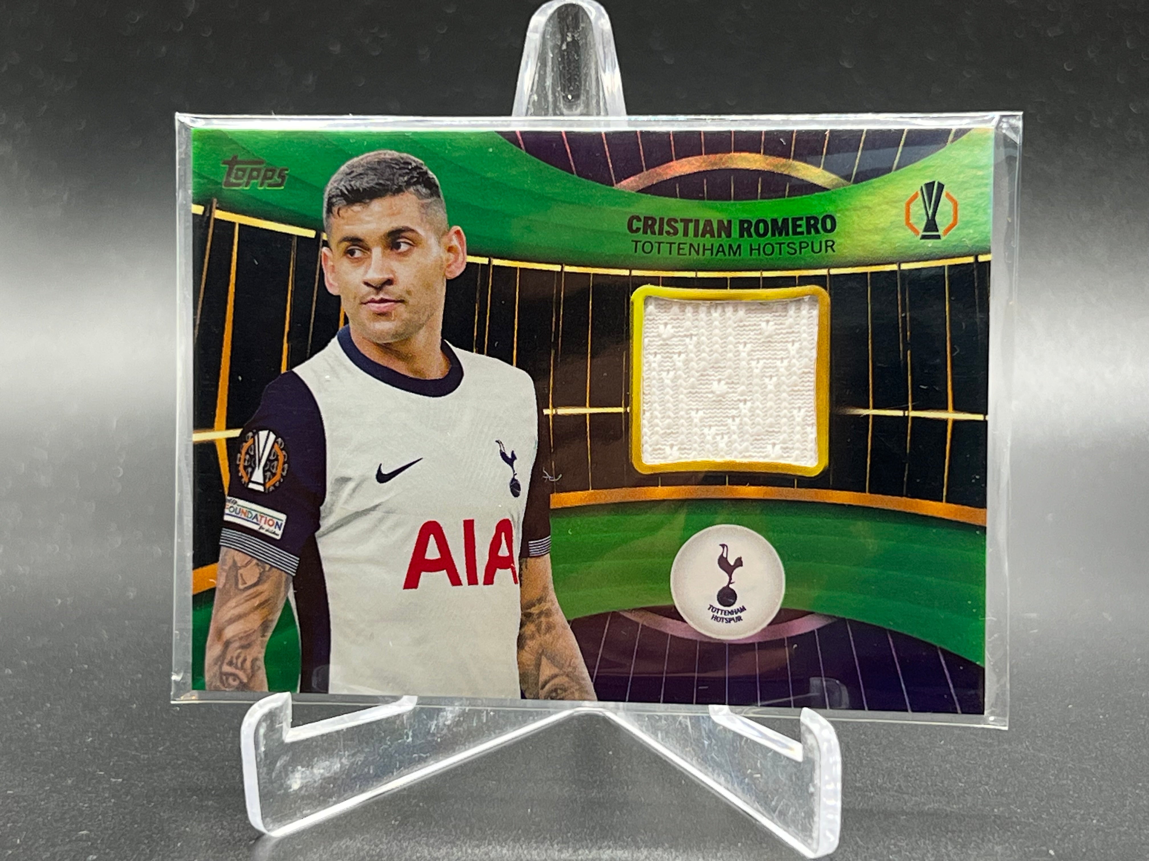 Cristian Romero /99 Topps superstar Relic card from Topps UEFA club competitions 24/25