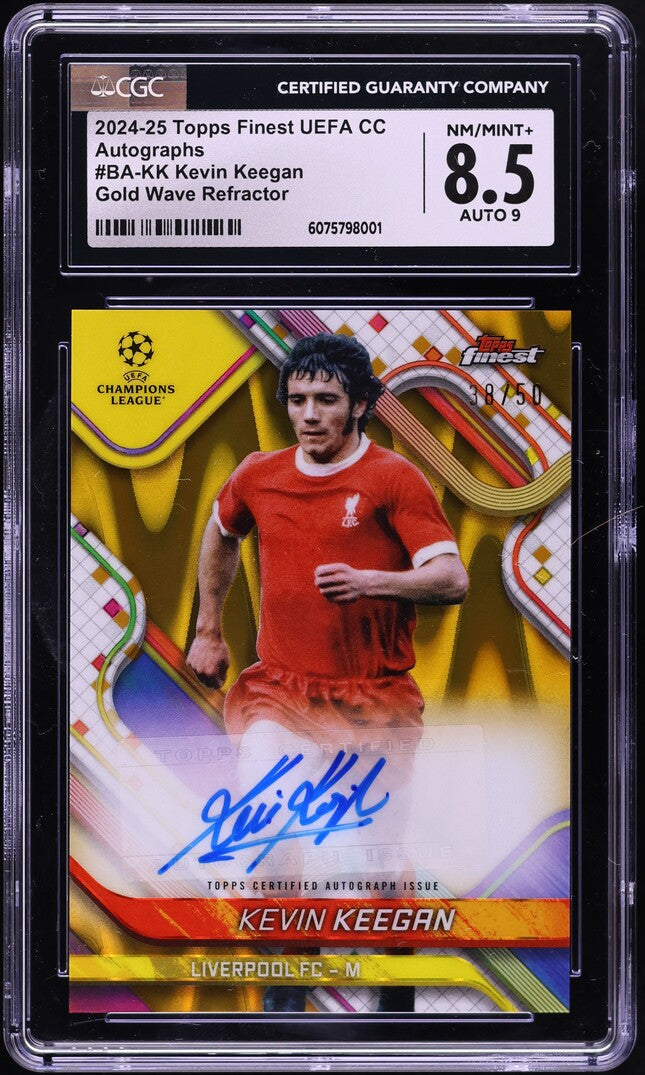 2024-25 Topps Finest UEFA CC AUTO Gold Wave Refractor Kevin Keegan #BA-KK CGC 8.5 /50