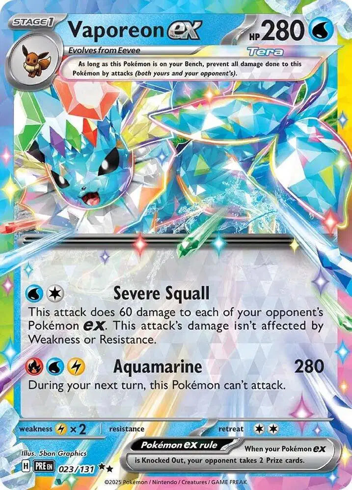 Vaporeon ex Pokemon • Double Rare • 023/131 Prismatic Evolutions