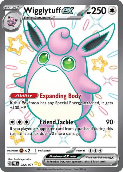 Wigglytuff ex Pokemon • Shiny Ultra Rare • 222/091 Paldean Fates