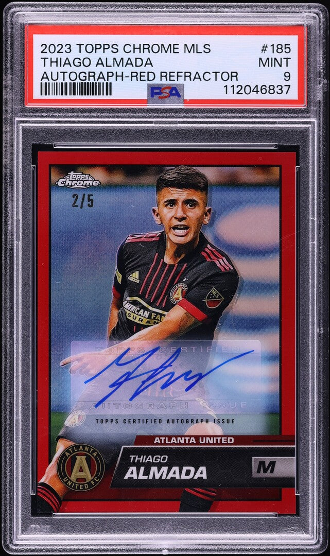 2023 Topps Chrome MSL #185 Thiago Almada Auto Red Refractor /5 PSA 9
